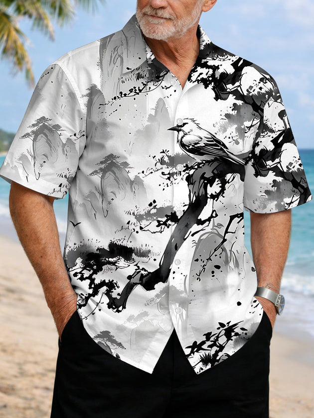 Ink Painting Art Print Men's Pocket Short Sleeve Shirts