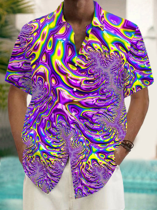 Abstract Print Men's Pocket Short Sleeve Shirts