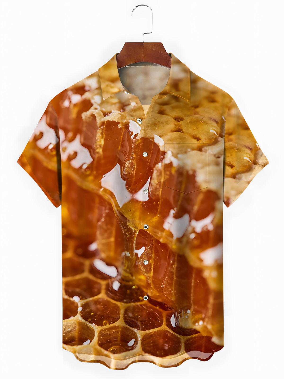 Honey Print Men's Pocket Short Sleeve Shirts