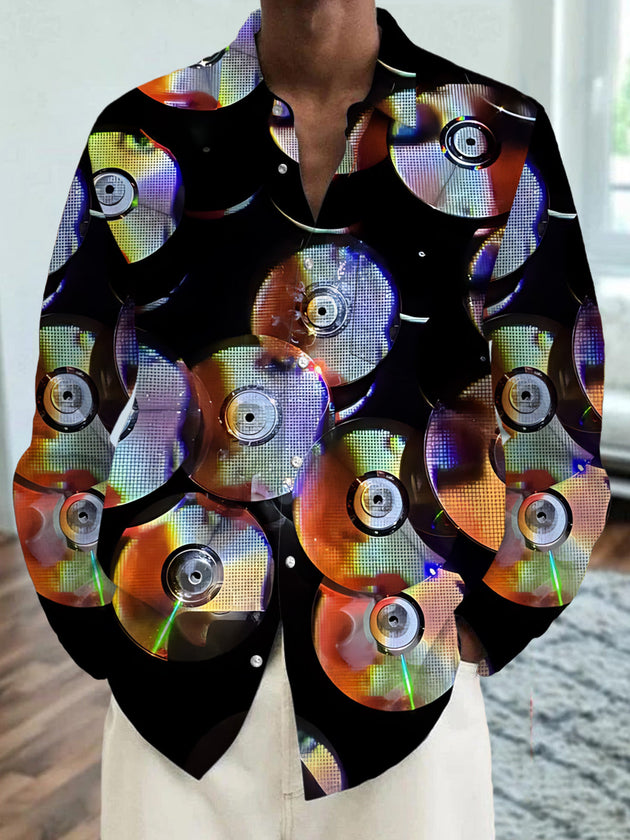 CD Print Men's Pocket Long Sleeve Shirts