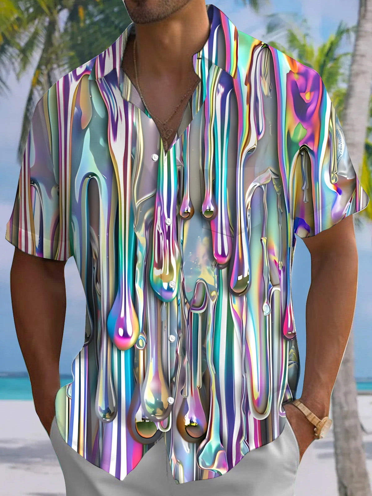 Abstract Gradient Art Print Men's Pocket Short Sleeve Shirts