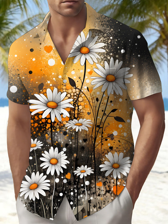 Floral Print Men's Pocket Short Sleeve Shirts
