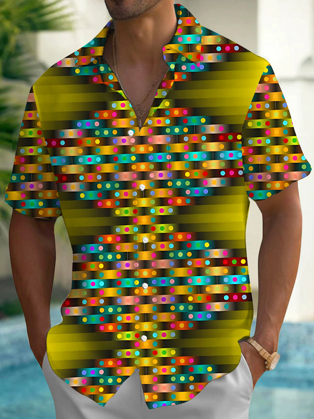 Geometric Print Men's Pocket Short Sleeve Shirts