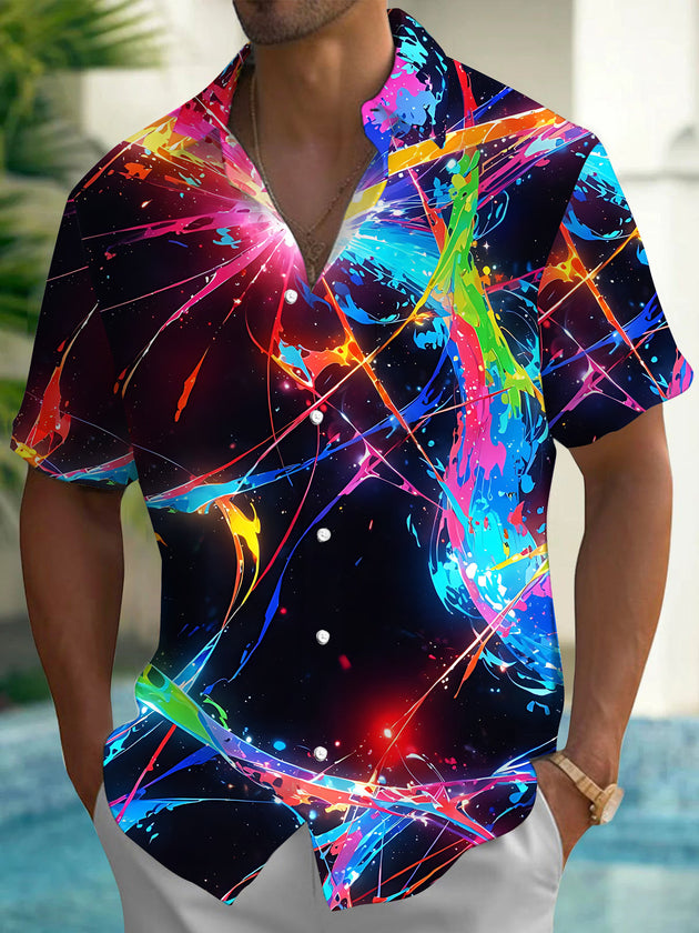 Abstract Print Men's Pocket Short Sleeve Shirts