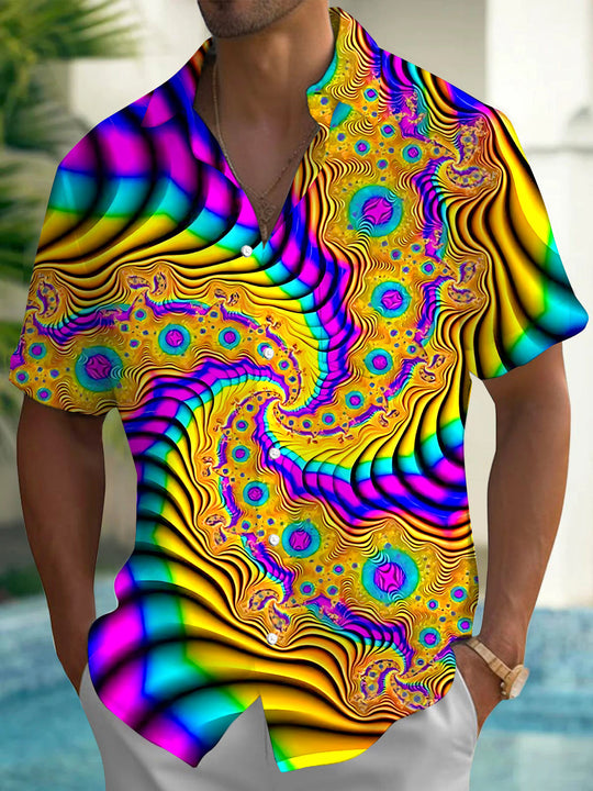 Abstract Print Men's Pocket Short Sleeve Shirts