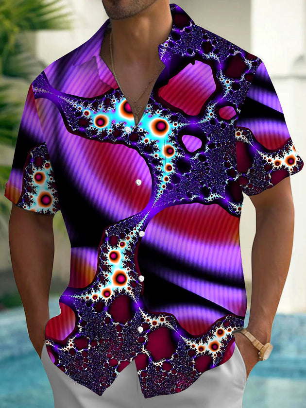 Abstract Print Men's Pocket Short Sleeve Shirts