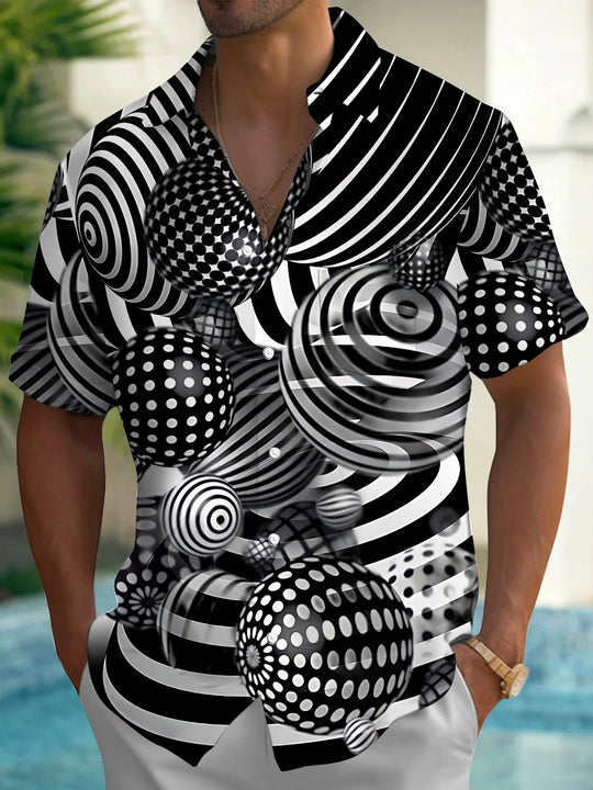 Abstract Geometric Print Men's Pocket Short Sleeve Shirts