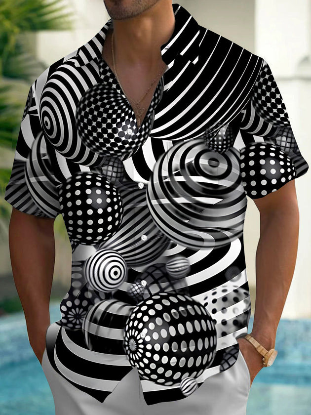 Abstract Geometric Print Men's Pocket Short Sleeve Shirts