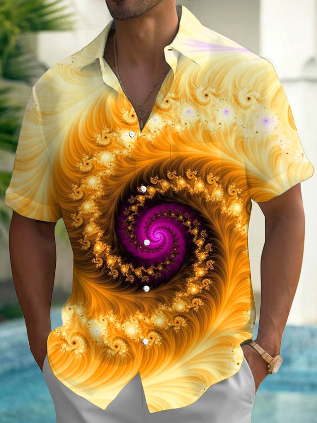 Abstract Print Men's Pocket Short Sleeve Shirts