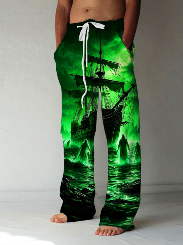 Adaychic Men's Graphic Halloween Print Pants Print Pants