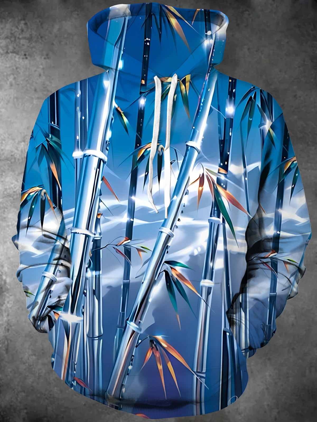 Adaychic Men's Graphic Bamboo Forest Print Long Sleeve Hoodie with Chest Pocket