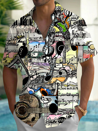 Adaychic Men's Graphic Printed Print Short Sleeve Shirt with Chest Pocket
