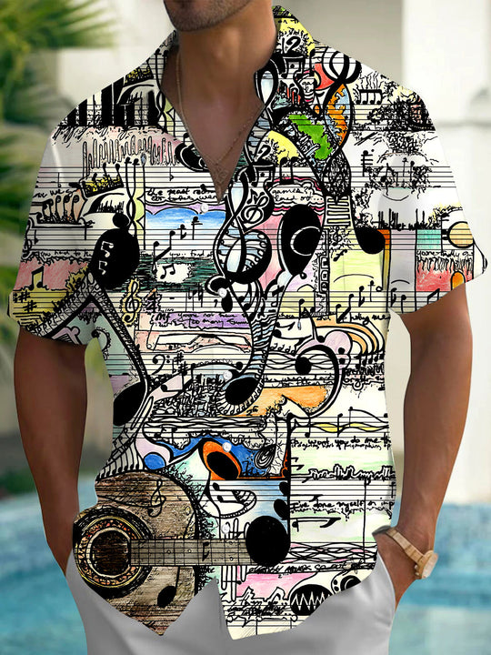 Adaychic Men's Graphic Printed Print Short Sleeve Shirt with Chest Pocket