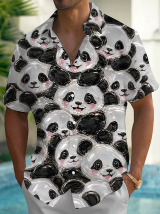 Adaychic Men's Printed Printed Print Animal Print Short Sleeve Shirt with Chest Pocket