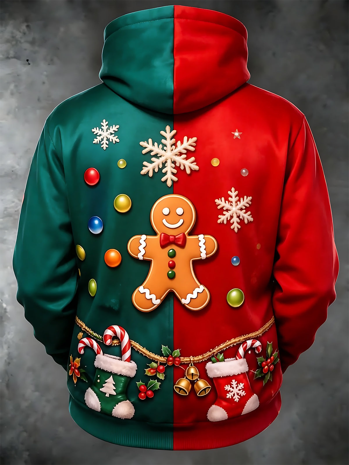 Adaychic Men's Graphic Christmas Holiday Print Long Sleeve Hoodie