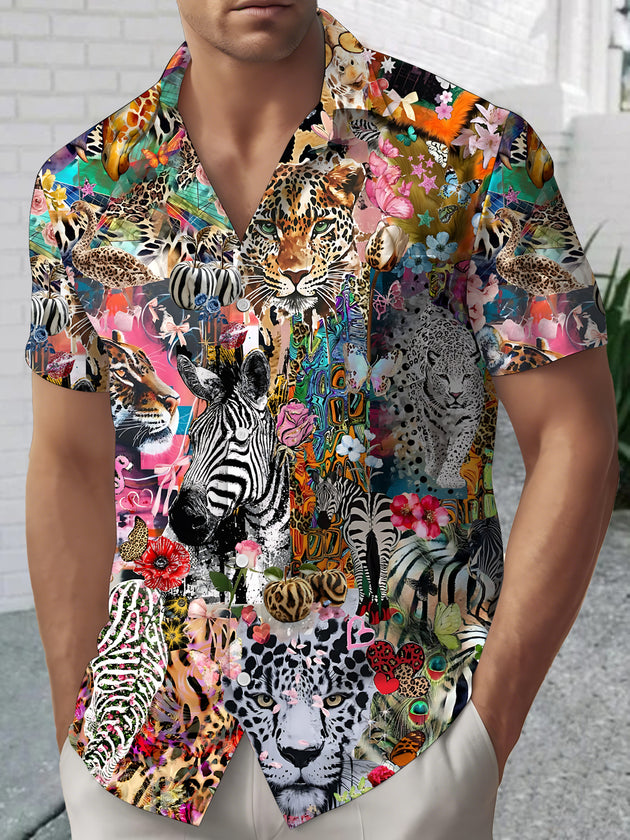 men's animal print shirt front view