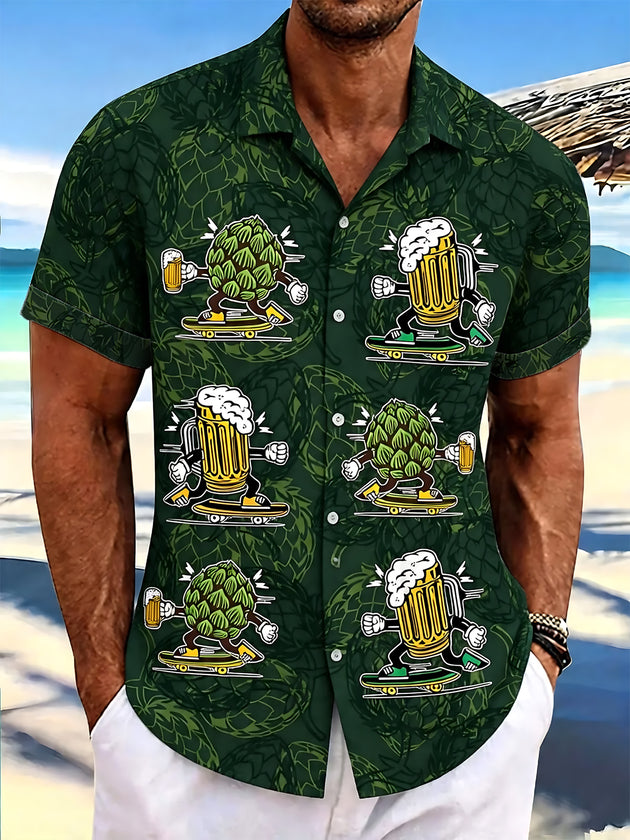 men's beer print shirt front view