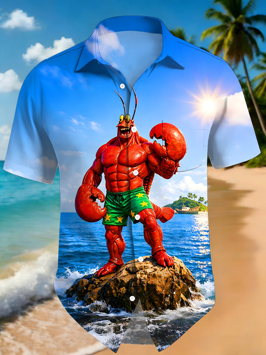 men's Hawaiian shirt front view tropical beach vacation