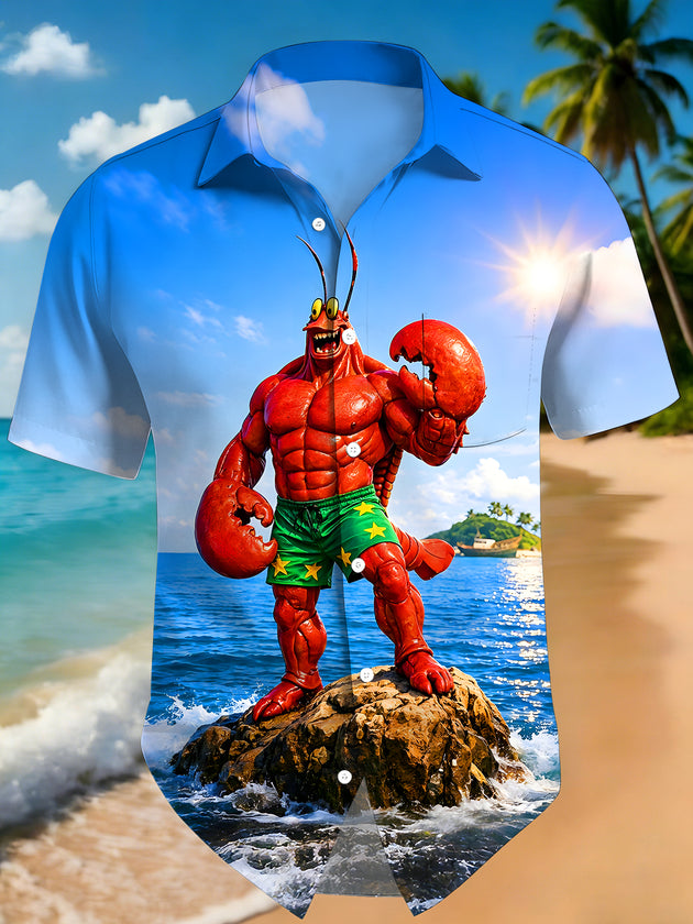 men's Hawaiian shirt front view tropical beach vacation