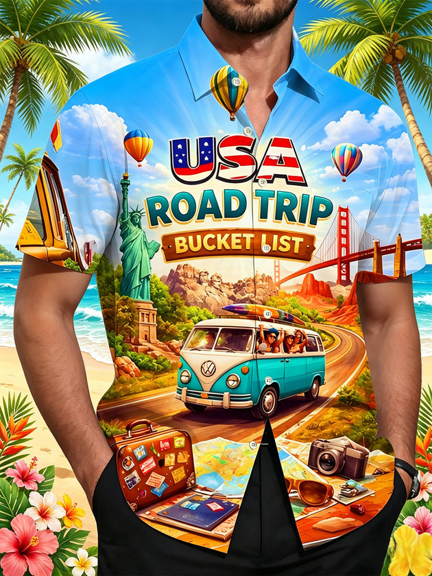 men's Hawaiian shirt front view tropical beach vacation