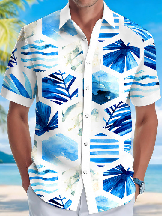 men's Hawaiian shirt front view tropical beach vacation