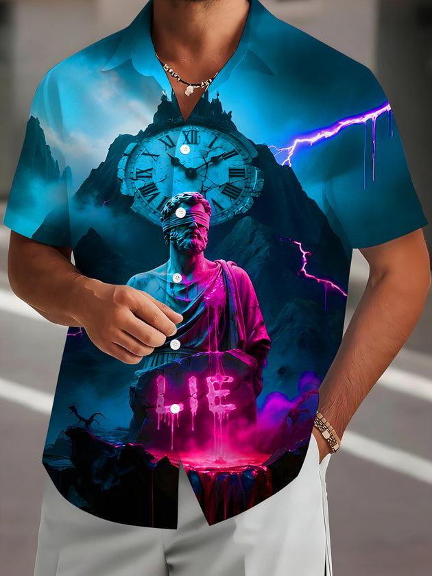 men's art print shirt front view