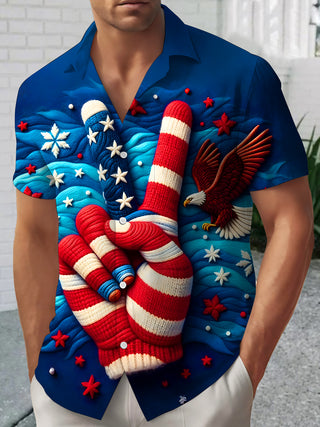 men's eagle print shirt front view Independence Day