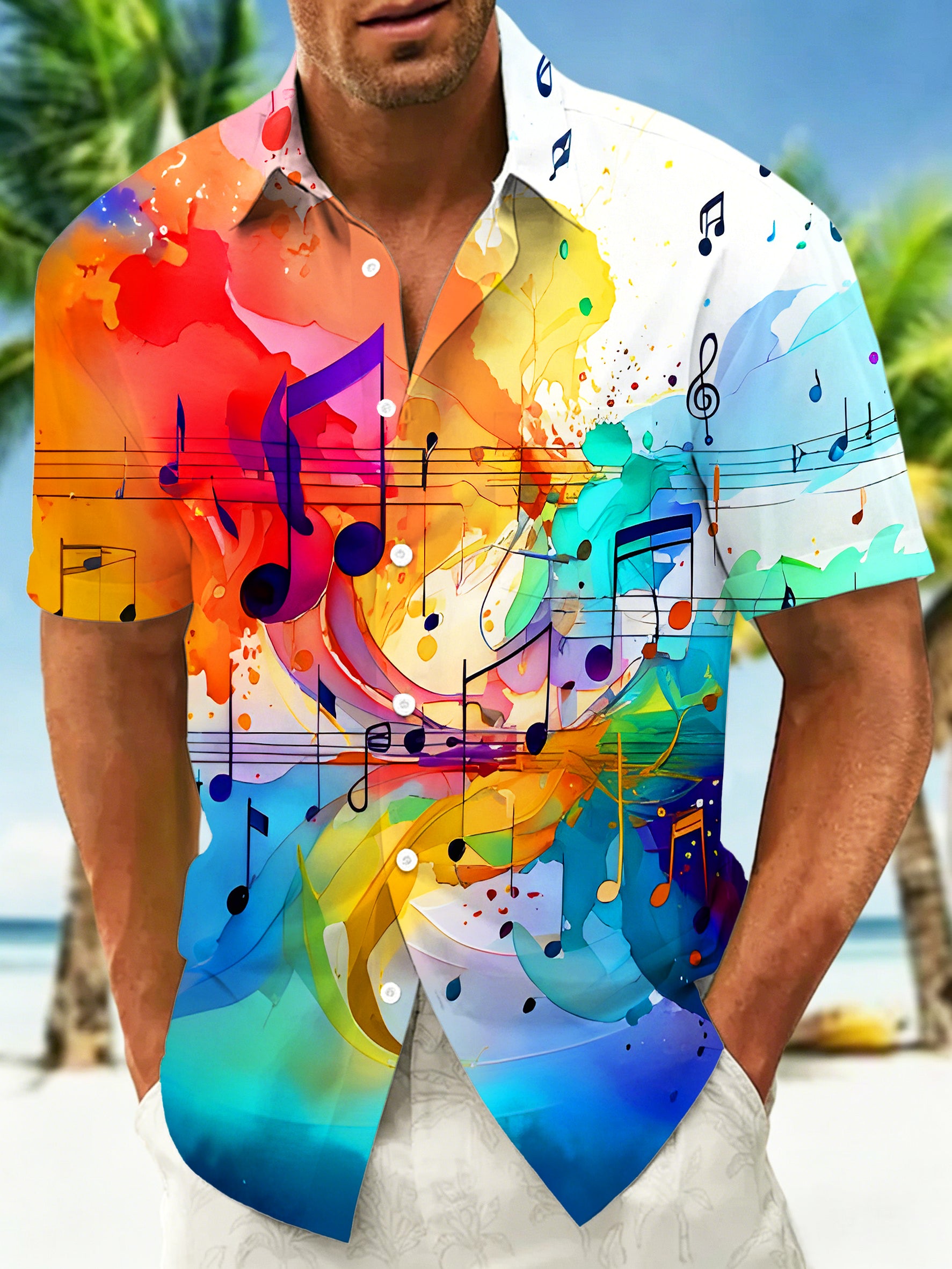 men's colorful tie dye shirt front view