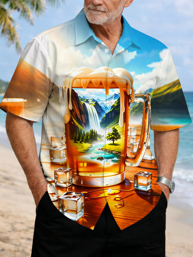 men's Hawaiian shirt front view tropical beach vacation