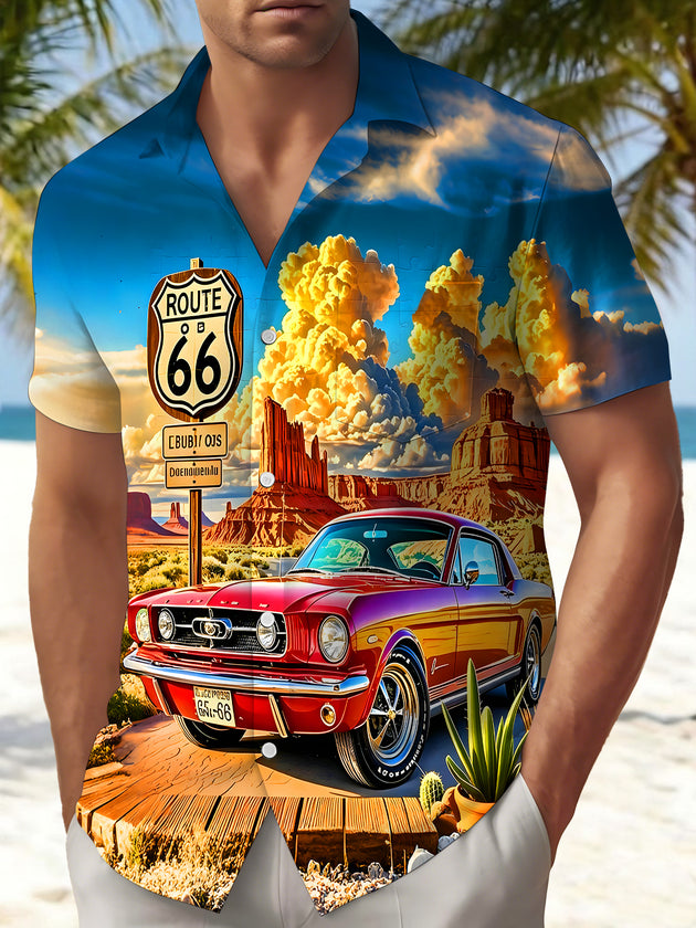 men's red vintage style shirt front view