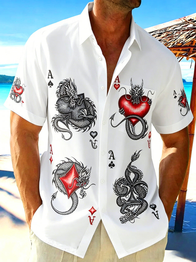 men's dragon print shirt front view