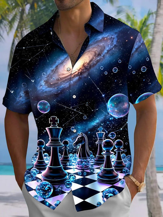 Universe Chess Men's Pocket Short Sleeve Shirts