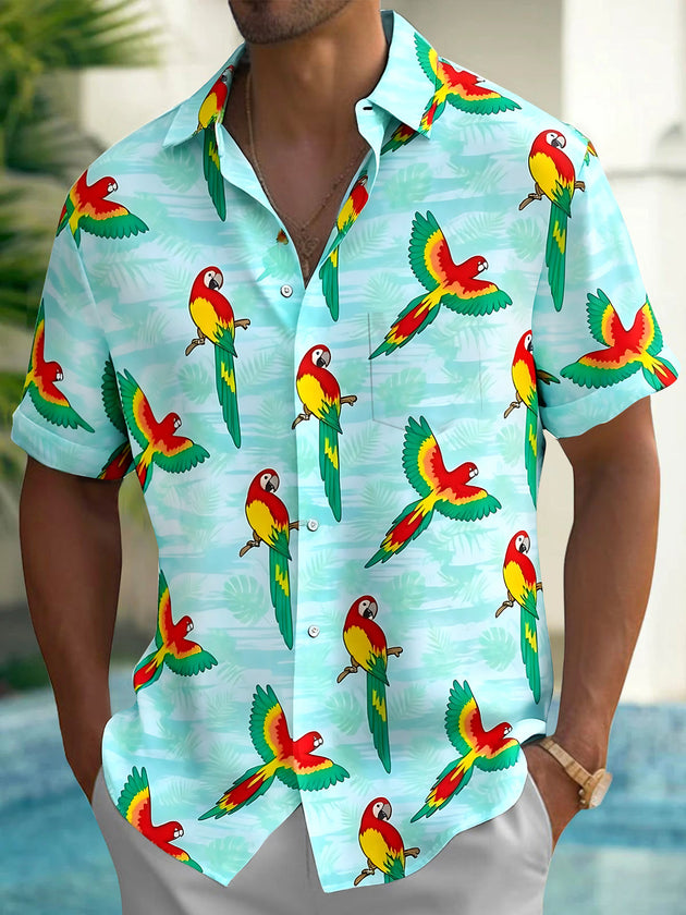 Hawaiian Parrot Men's Pocket Short Sleeve Shirts