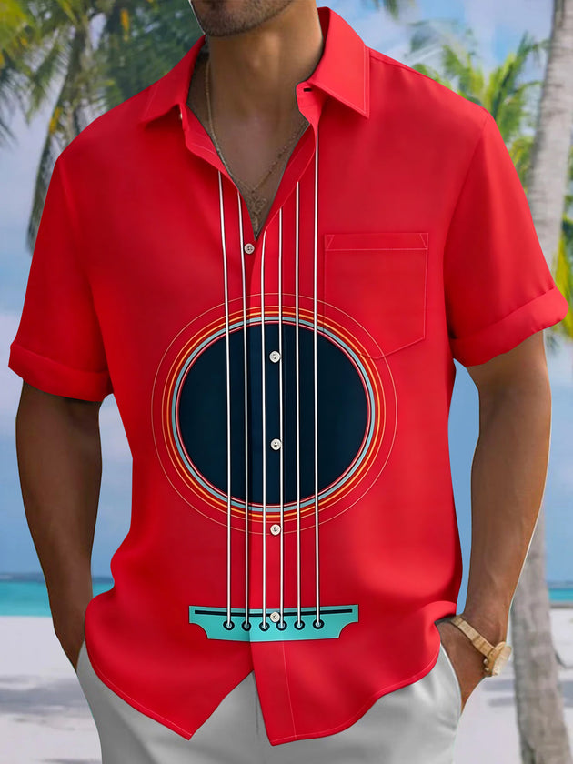 Guitar Men's Pocket Short Sleeve Shirts