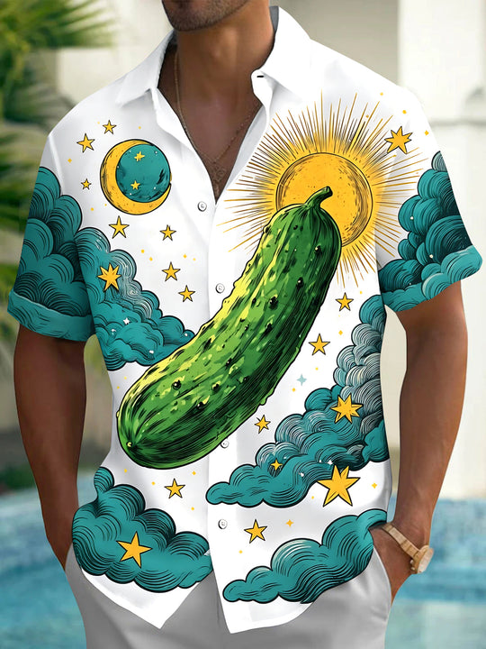 Hawaiian Cucumber Men's Pocket Short Sleeve Shirts