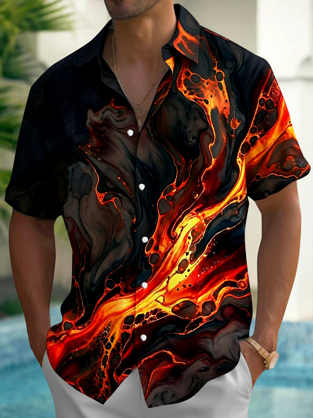 Abstract Men's Pocket Short Sleeve Shirts