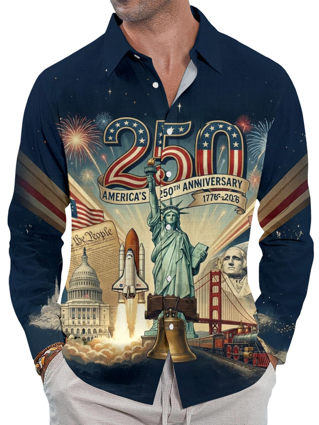 250th Anniversary Celebrate Men's Pocket Long Sleeve Shirts