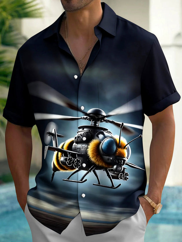 Bee Helicopter Men's Pocket Short Sleeve Shirts