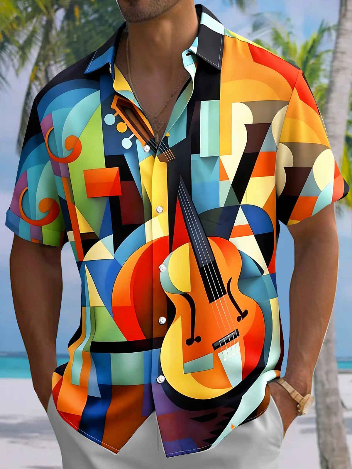 Violin Men's Pocket Short Sleeve Shirts