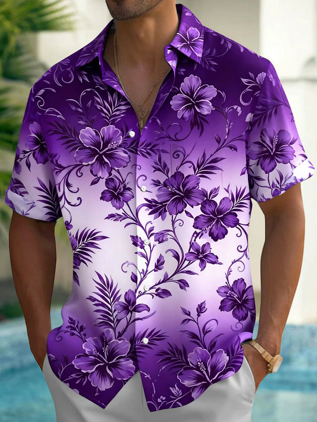 Floral Men's Pocket Short Sleeve Shirts