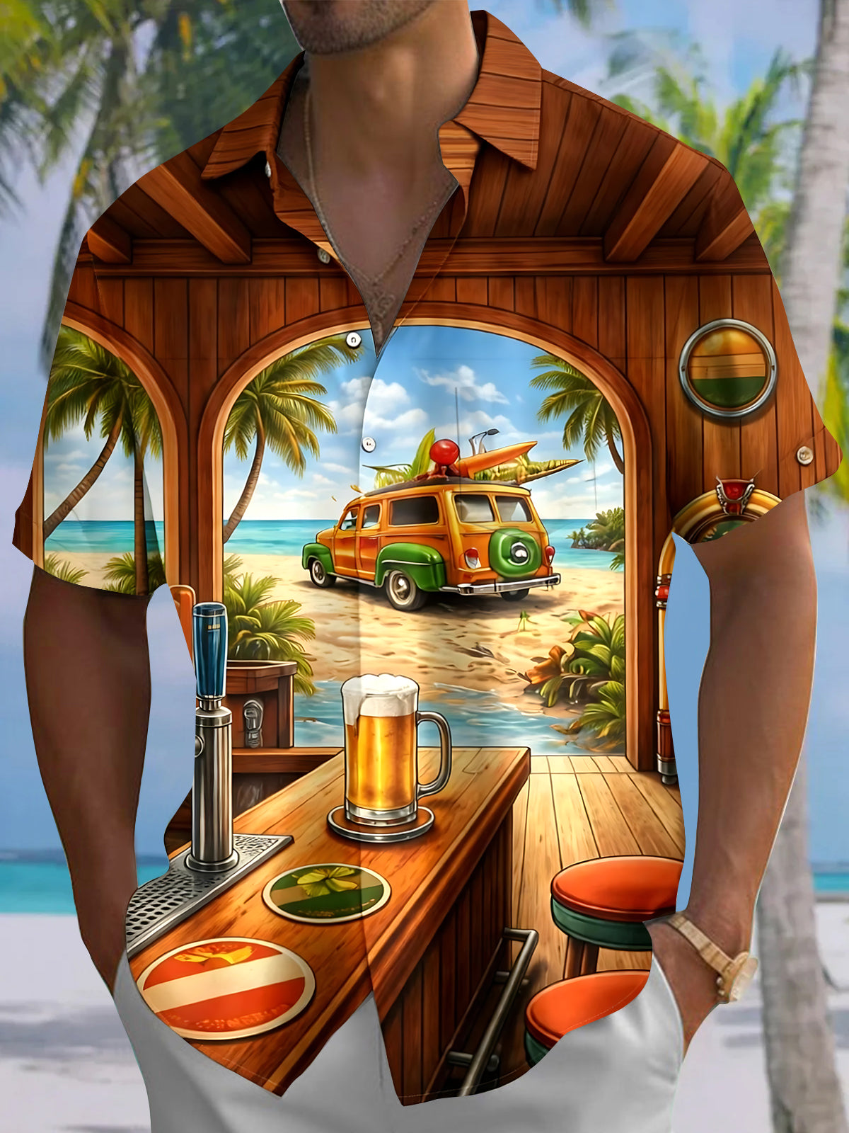 Hawaiian Travel Men's Pocket Short Sleeve Shirts