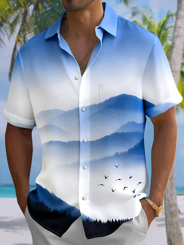 Mountains Men's Pocket Short Sleeve Shirts