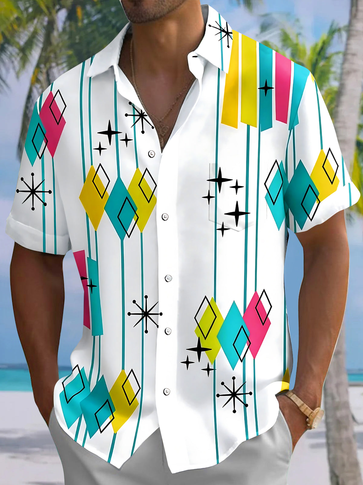 Geometry Men's Pocket Short Sleeve Shirts