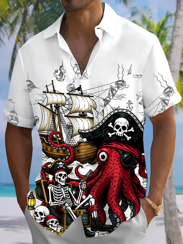 Hawaiian Octopus Men's Pocket Short Sleeve Shirts