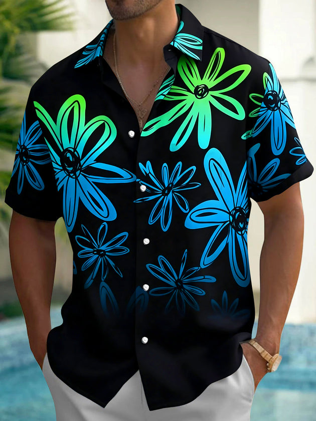Floral Men's Pocket Short Sleeve Shirts