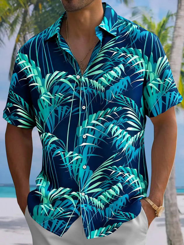Hawaiian Leaf Men's Pocket Short Sleeve Shirts