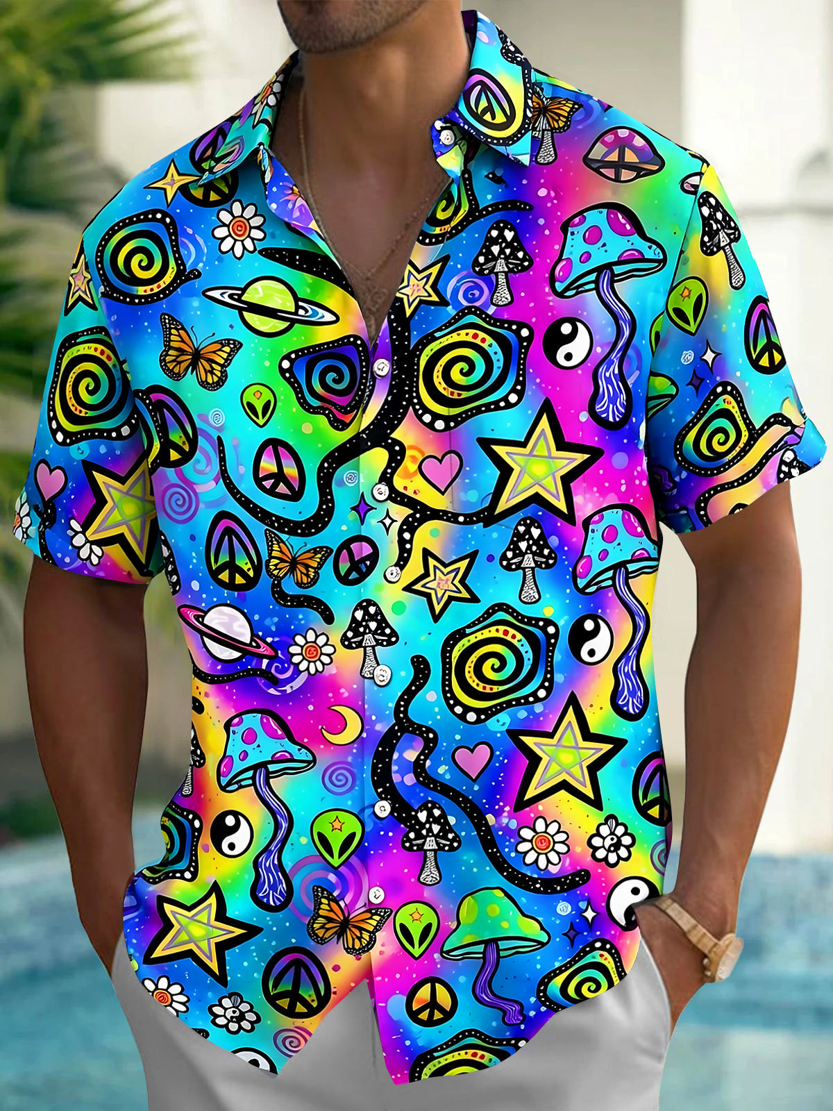 Tie Dye Men's Pocket Short Sleeve Shirts