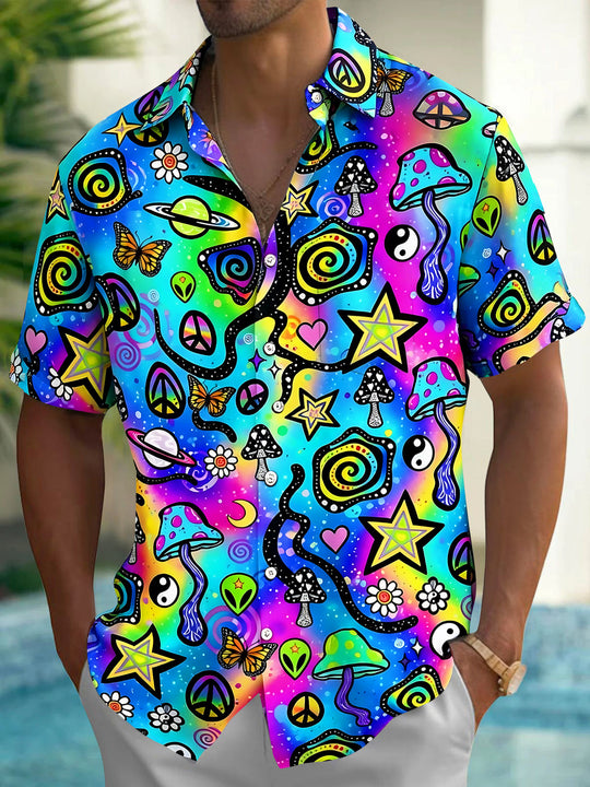 Tie Dye Men's Pocket Short Sleeve Shirts