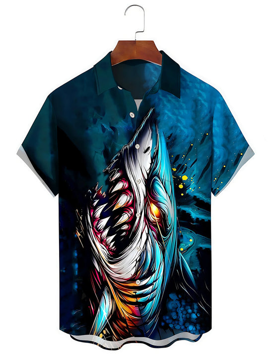 Hawaiian Shark Men's Pocket Short Sleeve Shirts