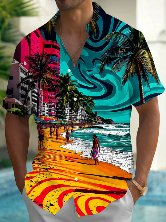 Hawaiian Beach Men's Pocket Short Sleeve Shirts